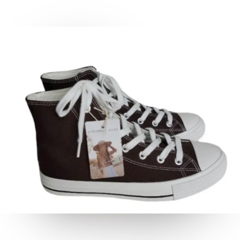 Vance Sincerely Jules High Top Lace Up Vance Sneakers - Brown White - Womens 8M